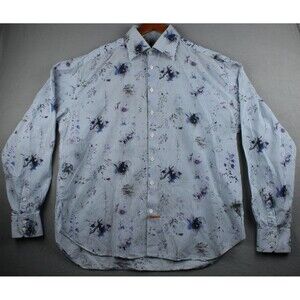 Nodus Shirt XXL Stripped with Abstract Patterns and Blots White Blue Stripes